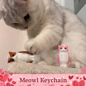 Valentines Day Meowl Keychain - Comes with 2 Meowls!