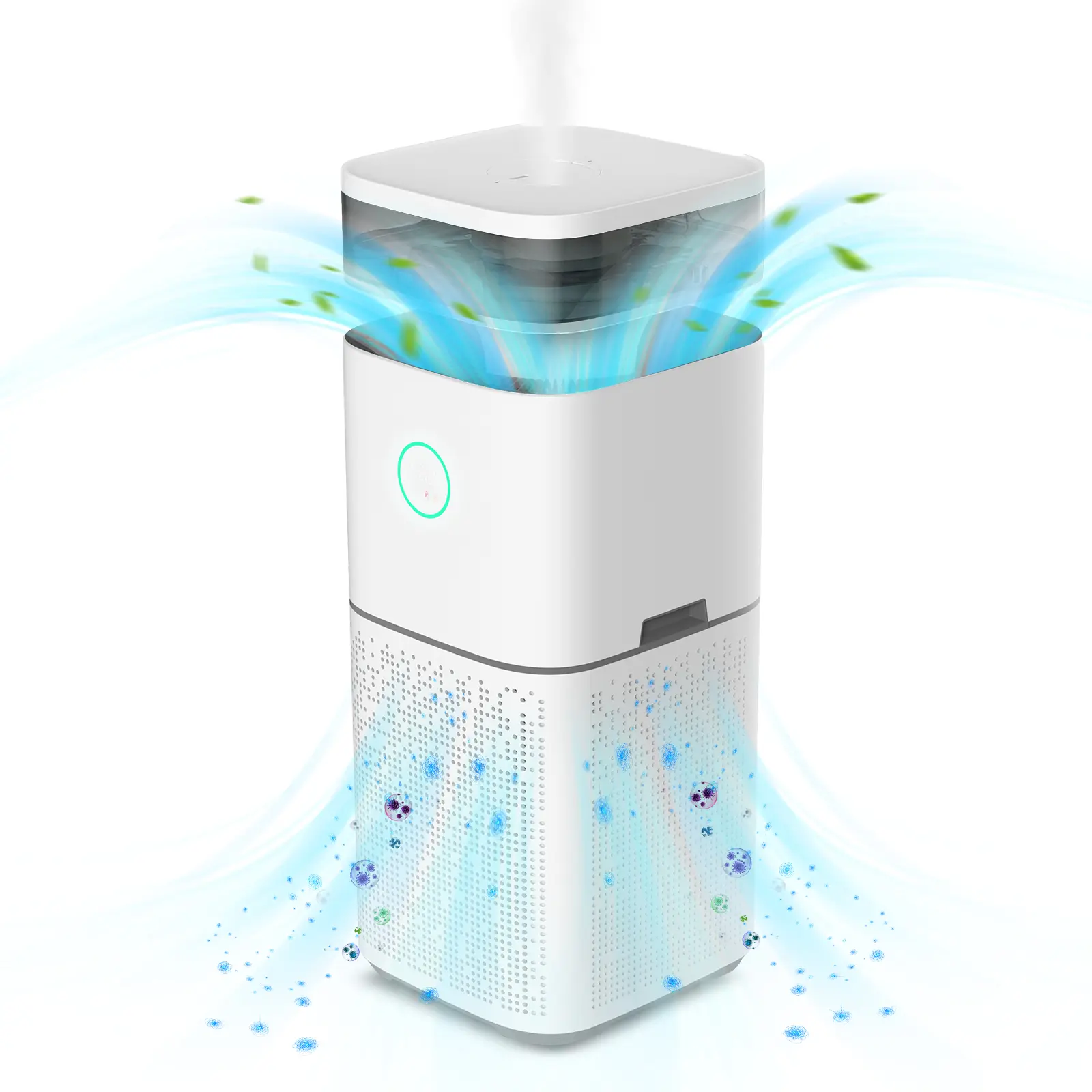 COWSAR Air Purifier With Humidifier for Home Large Room or office, With Automatic Mode, Air Quality Display, Ultrasonic Wave Atomizes Water, Cover Up to 800 Ft² with 300 CFM, 360°Air Outlet, White