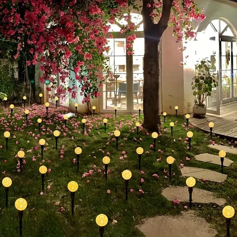 Set of 30 LED bubble ball decorative lights, featuring 8 lighting modes and multiple color options. Solar-powered and outdoor waterproof, ideal for Valentine’s Day, Easter, garden, park, courtyard, lawn pathway decoration, wedding, and birthday scene deco