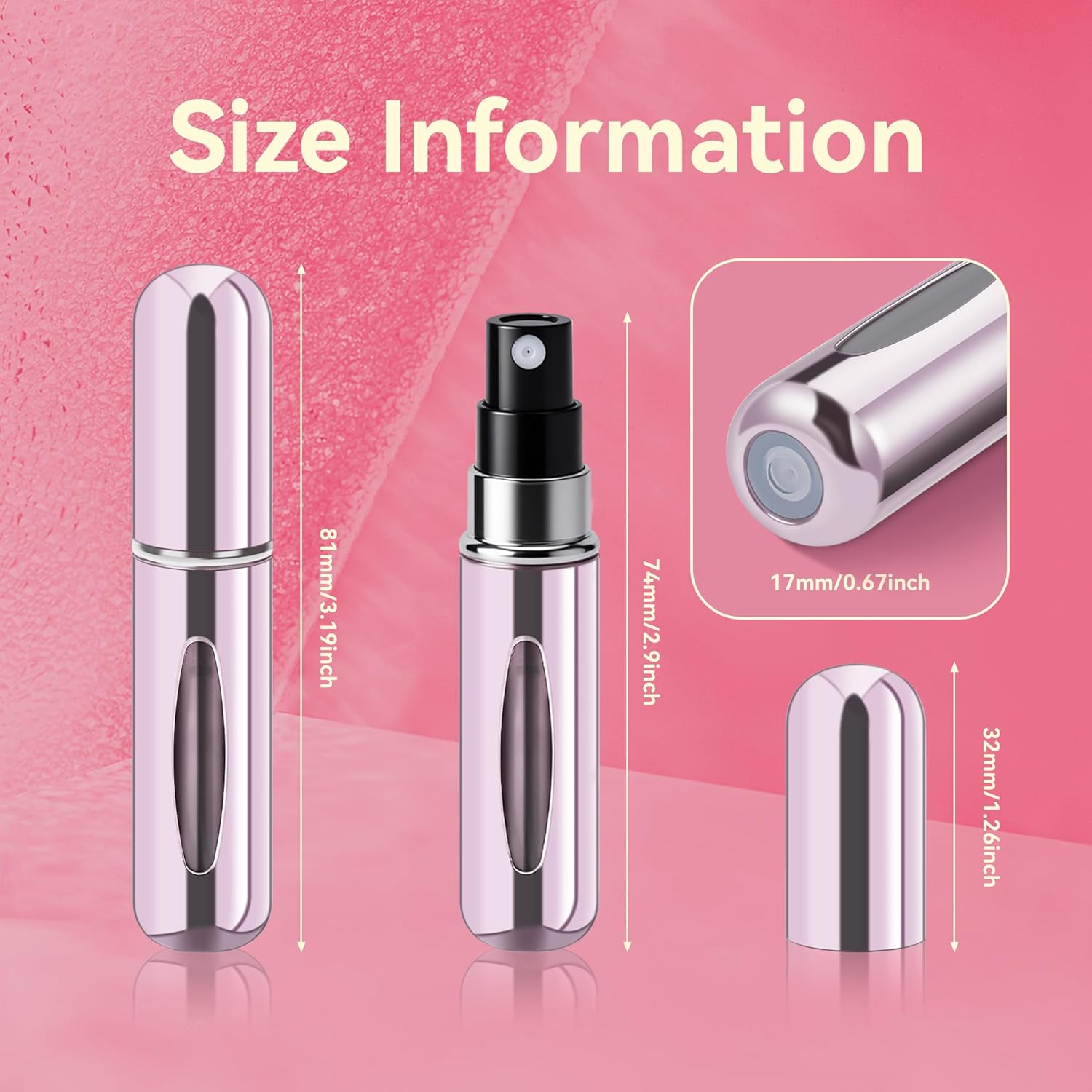 SummerVibes 4PCS 5ML Refillable Perfume Atomizer Travel, Portable Mini Pocket Perfume Atomizer for Travel Accessories Tin Canister Organizer Bottle