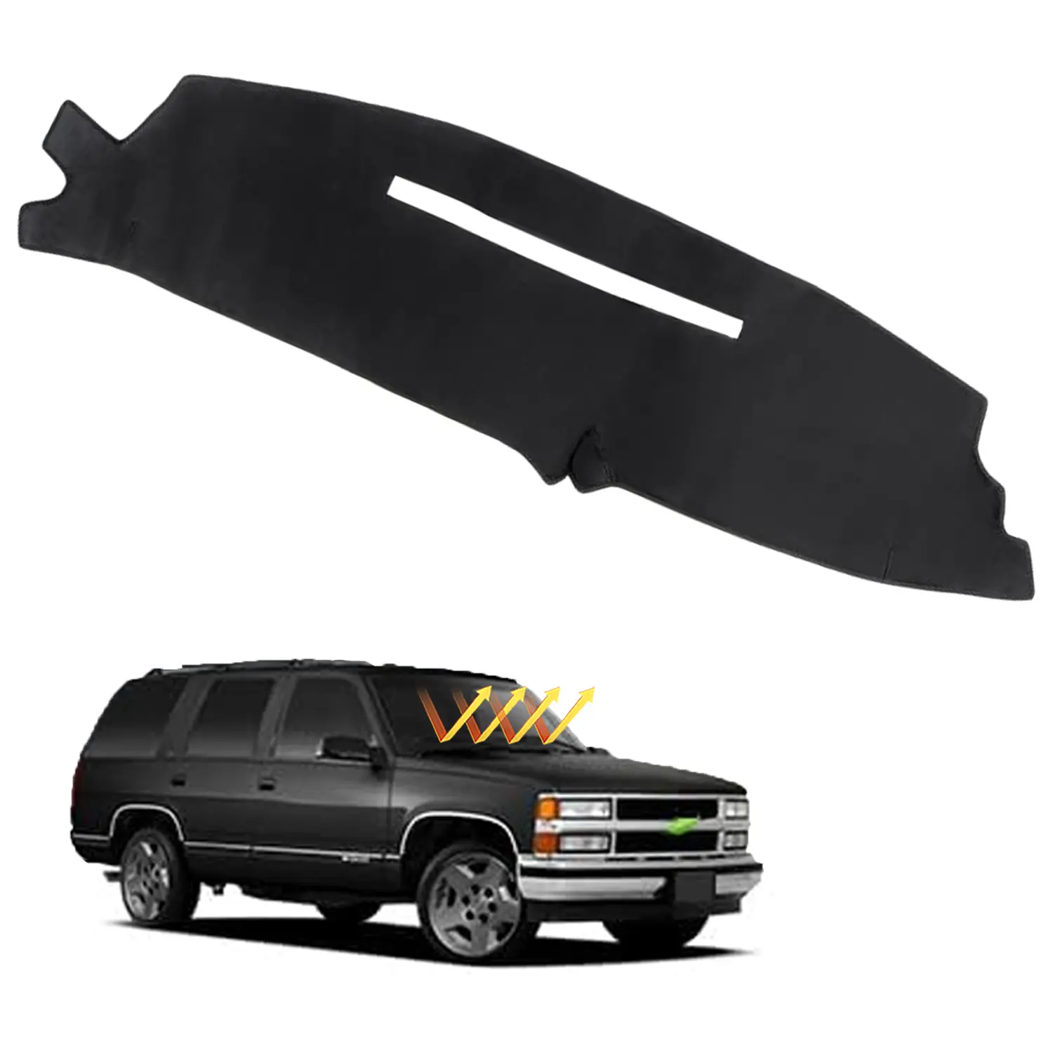 Canvcle Black Dashboard Cover for 1997-2000 Chevy Silverado & GMC Sierra C/K Series 1997-1999 Tahoe Yukon Custom Fit Flannel Dash Mat Non-Slip UV Protection Anti-Glare