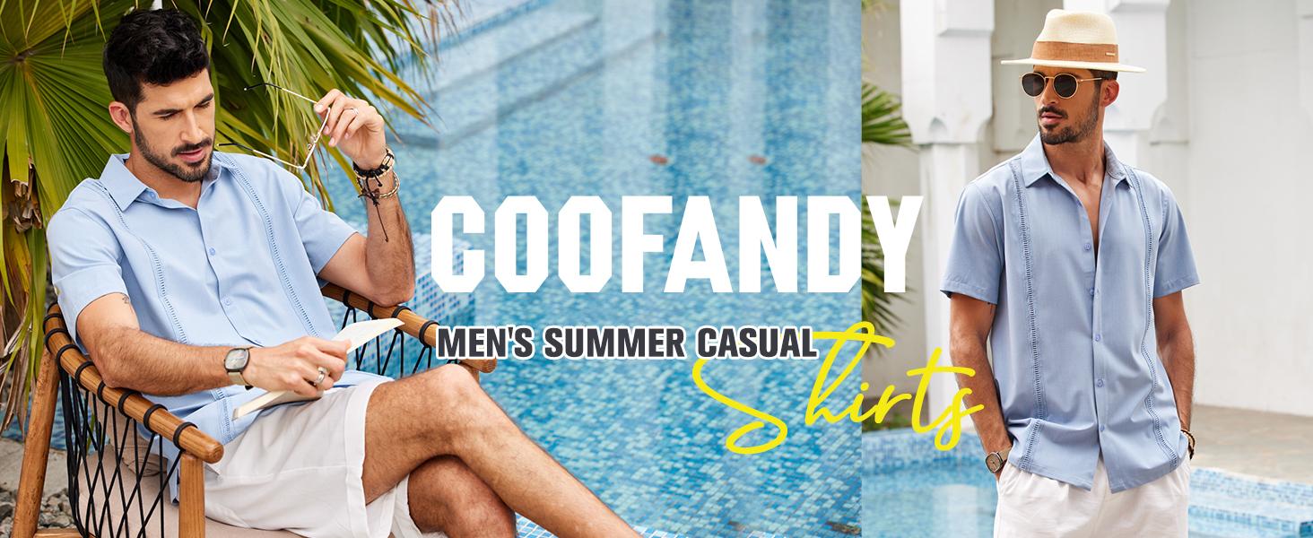 COOFANDY Mens Short Sleeve Cuban Guayabera Shirt Casual Summer Beach Button Down Shirts Menswear Top Clothing Soft COOFANDY Mens Short Sleeve Cuban Guayabera Shirt Casual Summer Beach Button Down Shirts Menswear Top Clothing Soft