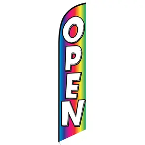 OPEN (Rainbow) 12ft Feather Banner Swooper Flag - FLAG ONLY (3)
