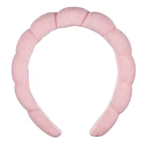 Conair Spa Makeup and Face Washing Headband, Pink Bubble Design, 1 Count, Ultra-Absorbent Microfiber Headband for Washing Face, Soft Terry Cloth, No-Squeeze, No-Pull Band Gentle on Hair and Head