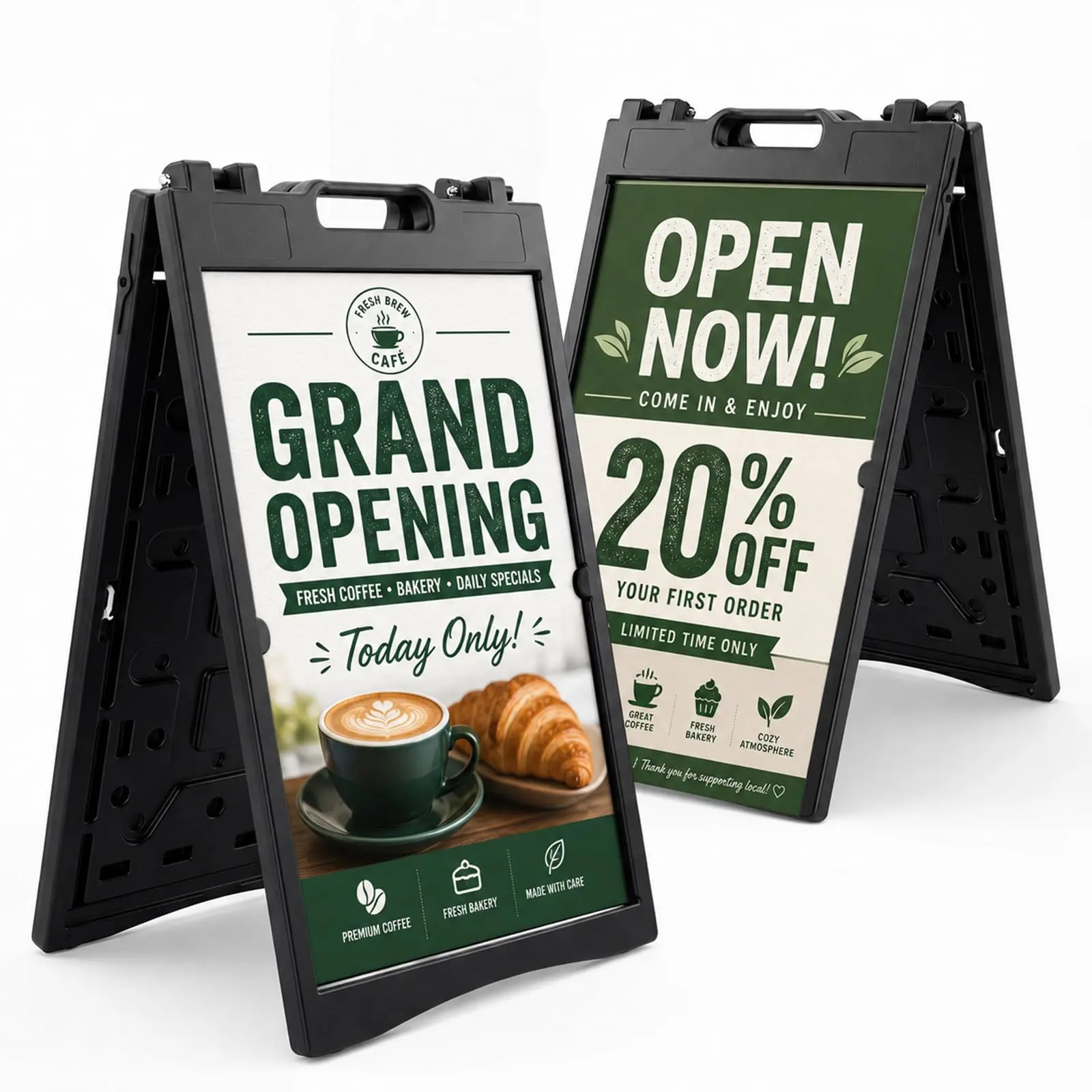 2 Pack 24” x 36” A Frame Sign Board, Portable Folding Sidewalk Sign Stand | Double Sided Sandwich Sign Board with Portable A Frame Design, Ideal for Business, Events, Menus and Outdoor Displays