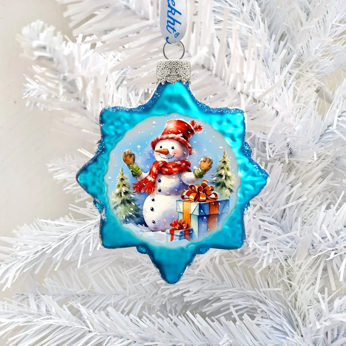 Designocracy 776021 Reflective Mercury Glass Snowman Ornaments (3x2 in.), Limited Edition Indoor Christmas Decor with Satin Box, Festive Home & Party Supplies, Holiday Gift