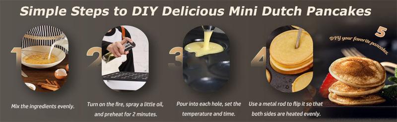 【GARVEE】Mini Muffin & Dutch Pancake Maker, 25-50 Hole Stainless Steel Electric Machine, Non-Stick Surface, 1.8" Diameter, 50-300°C Temp & Time Control, Ideal for Home & Restaurant Use, 850W, 110V