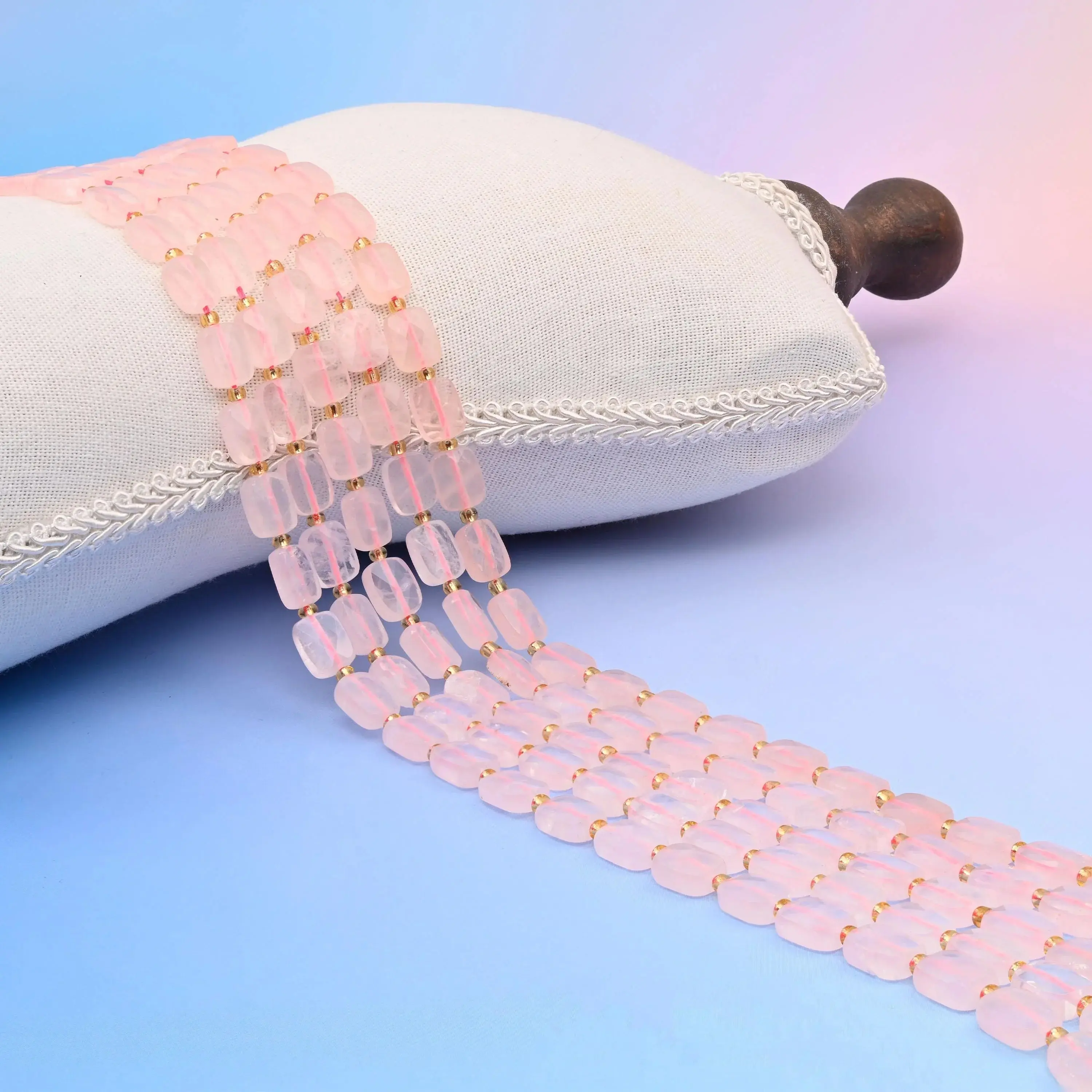 Rose Quartz Faceted Rectangular Beads - 10x8mm Natural Stone Strand, 15.5in, for DIY Beading, Jewelry & Beads Making, Emotional Healing & Love, Self-Esteem Promotion