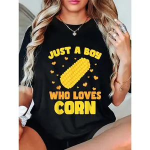 100% Cotton Crop Farming Corn Maize Just A Boy Who Loves Corn T-Shirt