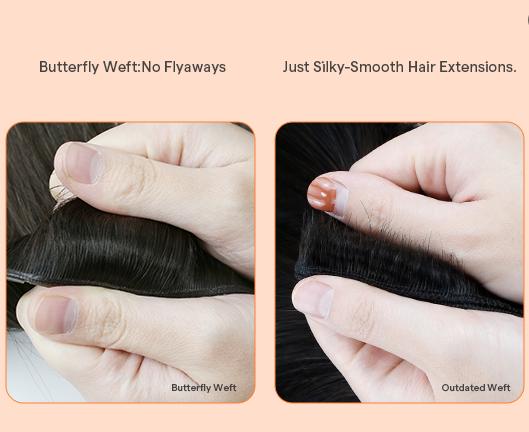 Full Shine Butterfly Weft Hair Extensions Invisible Weft Human Hair Pu Hole Weft OVO Weft For Women