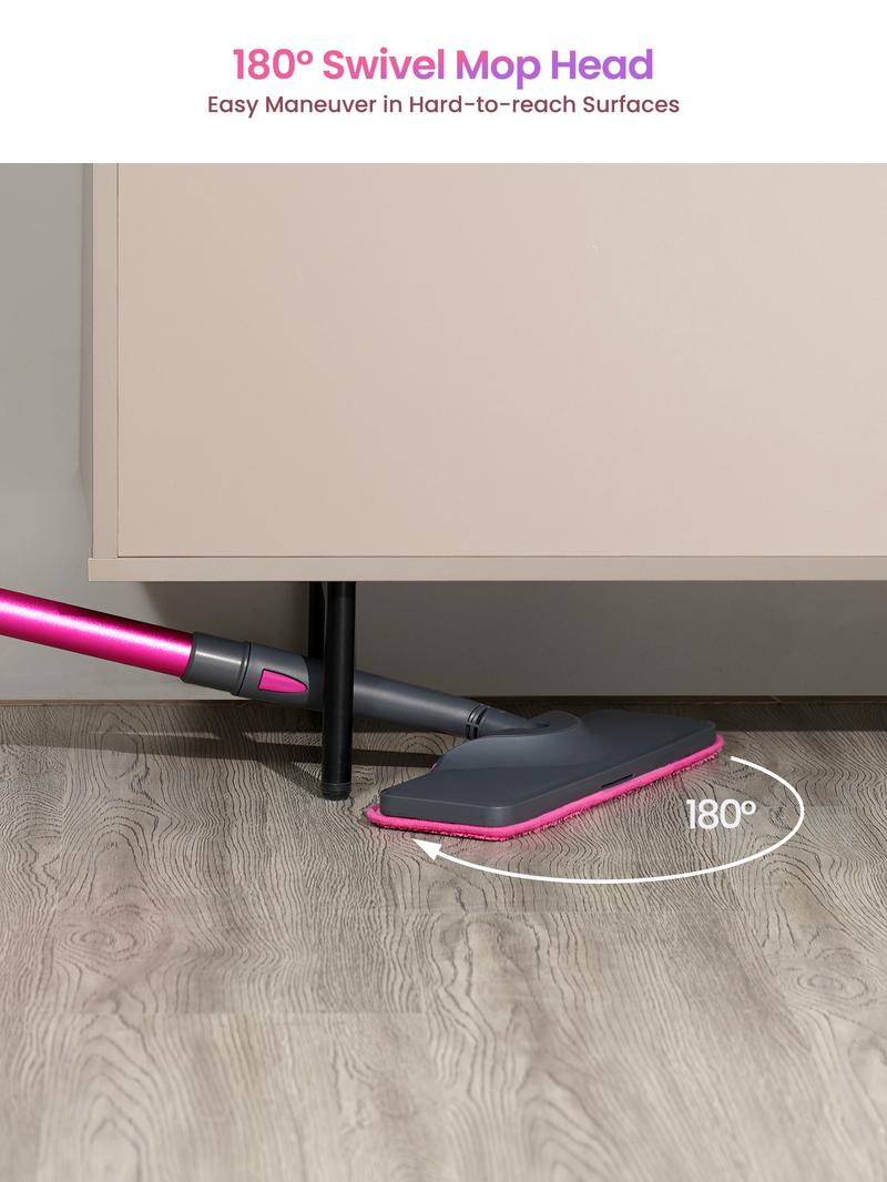 Schenley 18-in-1 Steam Mop Dual-Rod Design with Detachable Handheld Steamer for Walls, Grouts, Hard Floors, Tiles, includes Multi-purpose Accessories, Washable Microfiber Pads and Disposable Pads