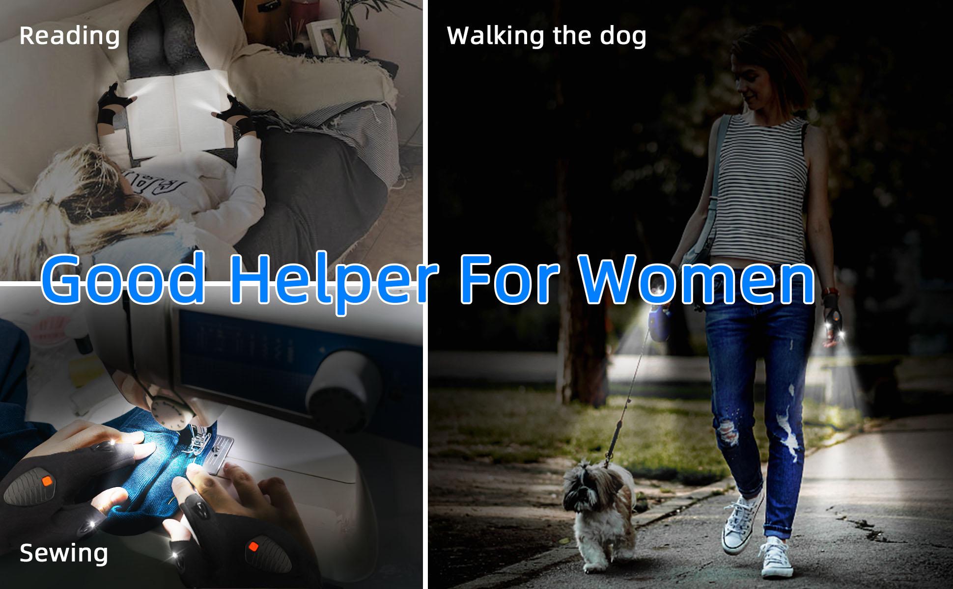 [Christmas Gifts]Rechargeable LED Flashlight Gloves, CoolGadget Tool Hands-Free Lights for Fishing RepairingCamping, Birthday Christmas Gifts for Men Dad HimHusband