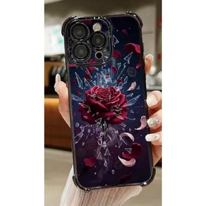 The new rose personalized and fashionable phone case is suitable for multiple Apple 11-17 models with four corner airbags and anti drop electroplating. It is suitable for giving as a gift to friends and family as a phone case