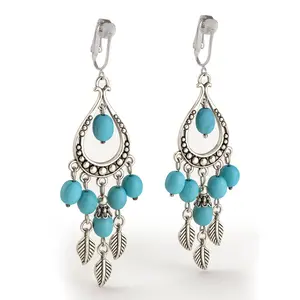 Turquoise Chandelier Clip On Earrings