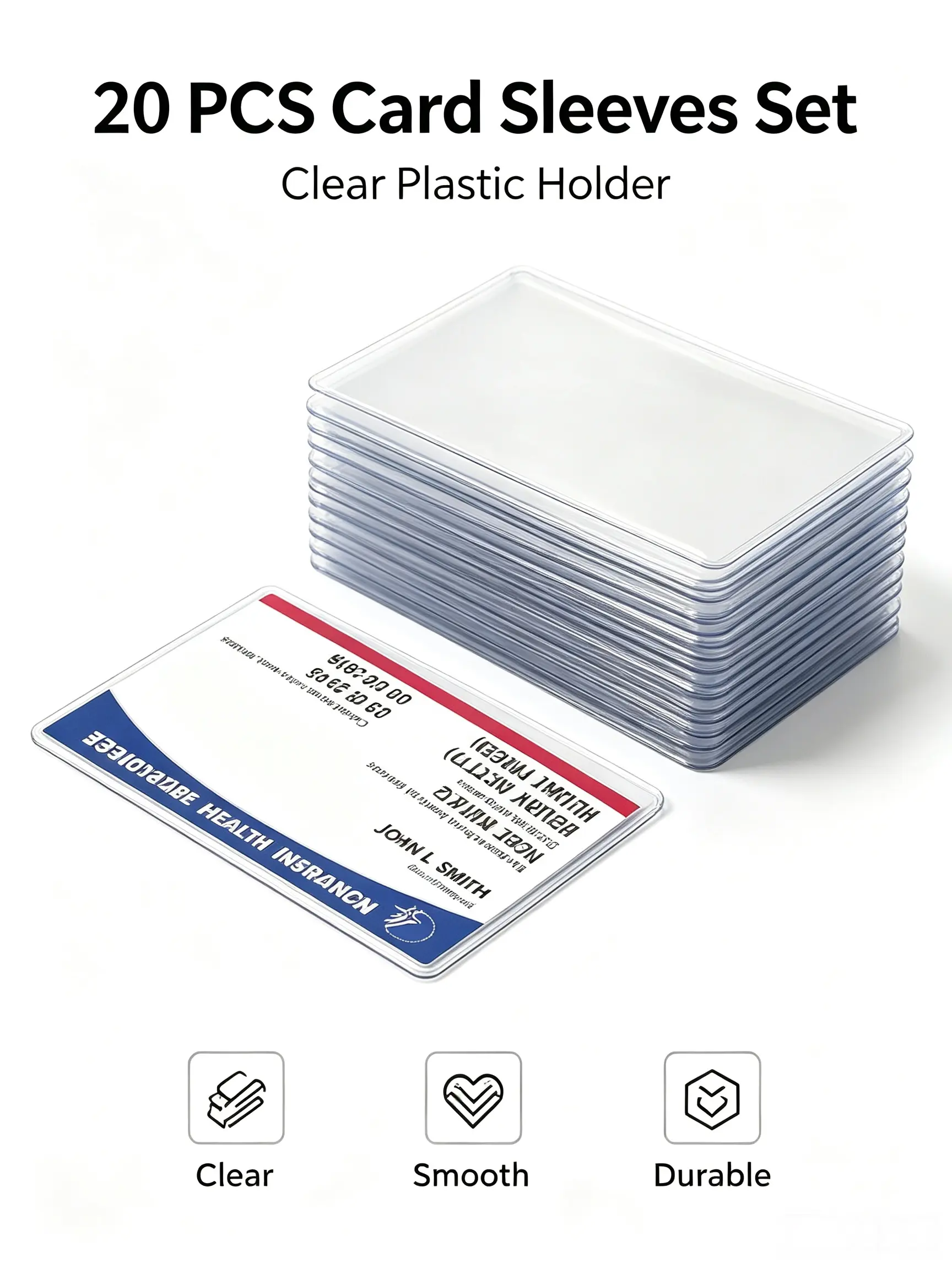 20PCS Medicare Card Protector Sleeves, Clear Soft PVC Transparent Wallet Holders, Versatile Waterproof Card Covers for Insurance, Credit, ID, Business Cards, Daily Use Card Storage & Protection