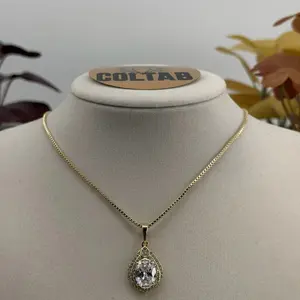 (93) 14K Gold Plated Diamond Pendant for Women with Chain