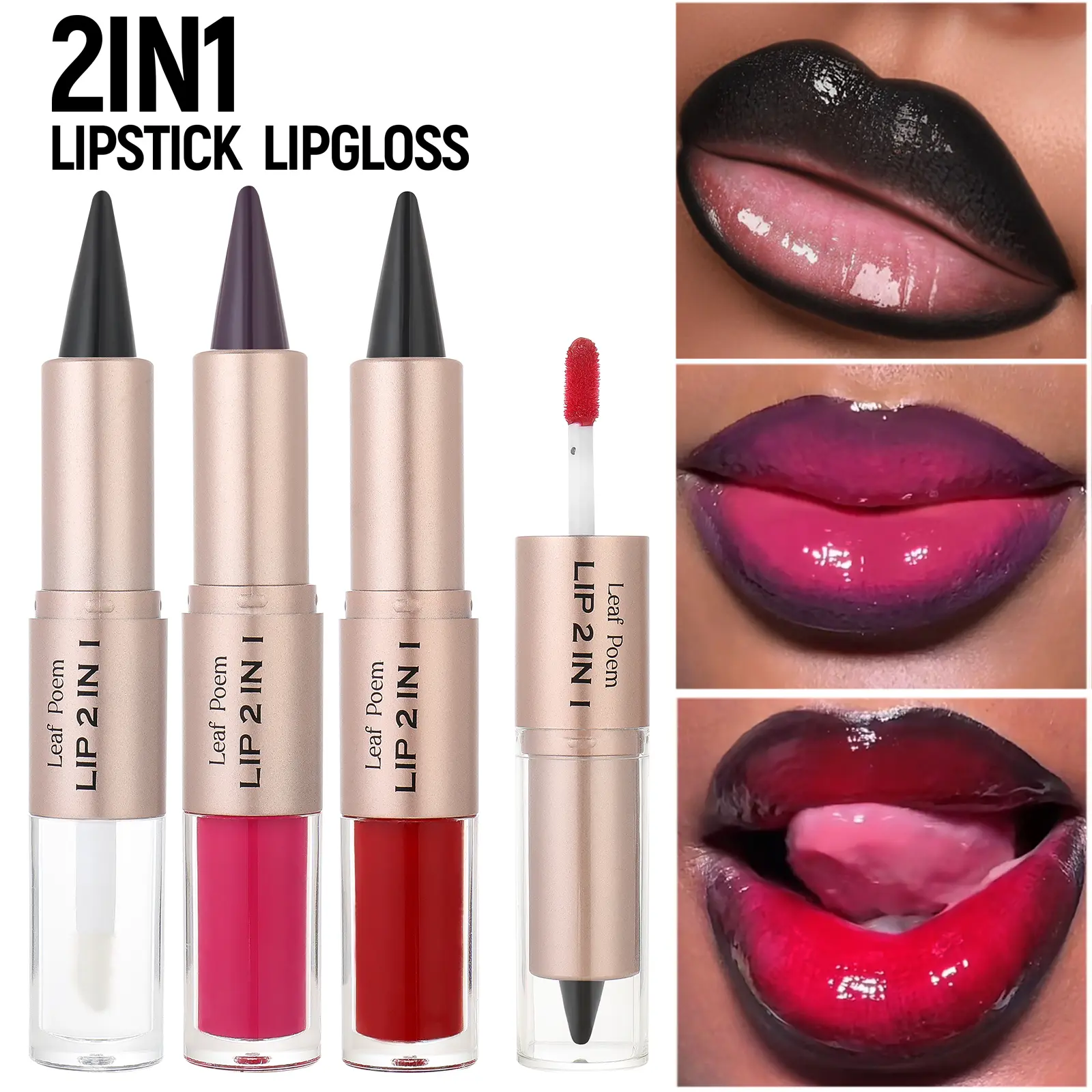 Dual-Ended 2-in-1 Lipstick & Lip Gloss: Long-Lasting Pigment with Hydrating Gloss Dual-Ended 2-in-1 Lipstick & Lip Gloss: Long-Lasting Pigment with Hydrating Gloss
