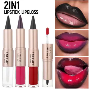 Dual-Ended 2-in-1 Lipstick & Lip Gloss: Long-Lasting Pigment with Hydrating Gloss