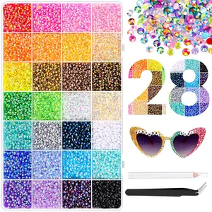34000Pcs Resin Rhinestones with Tweezers for Bedazzling, Multicolor 3mm Crystal with tool set for Bedazzled Nail Art Crafting Makeup