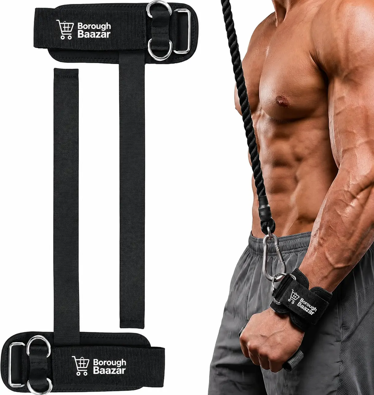 Lifting Straps, Double D-Ring Weightlifting Wrist Straps | Steel Hardware, Two Piece Set, Padded Cuffs, Reinforced Stitching, Adjustable Fit, Deadlifts, Pull Ups, Rows, Cable Curls