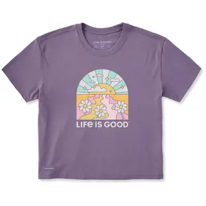 Women's Rainbow Daisy Road Short Sleeve Crusher Boxy Tee