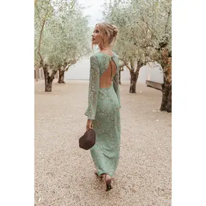 Yolanda Long Sleeve Maxi Dress - Sage Green Floral