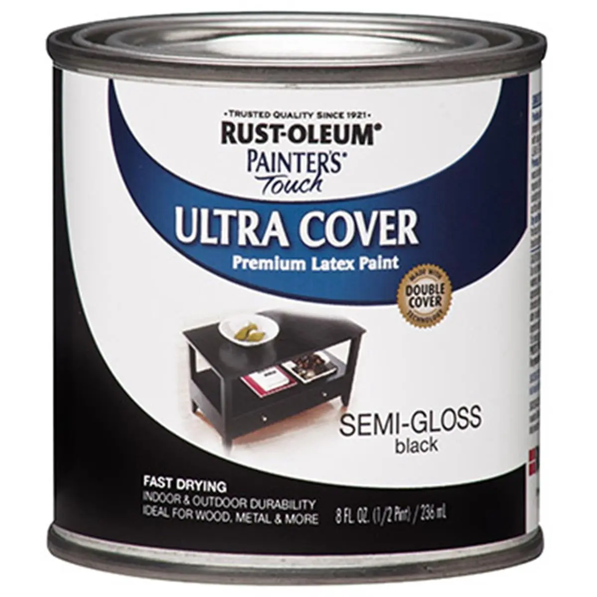 Rust-Oleum 1974-730 0.5 pt Semi-Gloss Black Ultra Cover Automotive & Motorcycle Fast-Drying Long-Lasting Paint, Black Touch Up Paint for Cars, Smooth Glossy Finish for Repair, 2.88x2.88x2.88 in, Item Weight-0.72 lbs