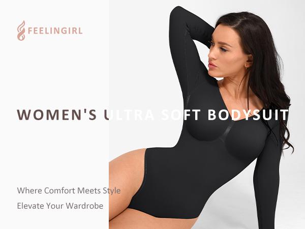 FeelinGirl # Livestream Long Sleeve Thong Bodysuit for Tummy Control Womenswear Seamless FeelinGirl # Livestream Long Sleeve Thong Bodysuit for Tummy Control Womenswear Seamless
