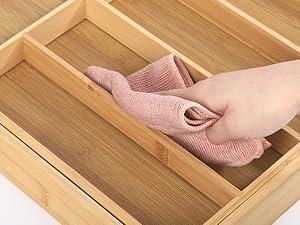 [New Deal] Expandable Bamboo Drawer Organizer 7 Compartments Adjustable for Utensils Silverware Kitchen Living Room Bedroom Eco-Friendly Premium Gift Boxes