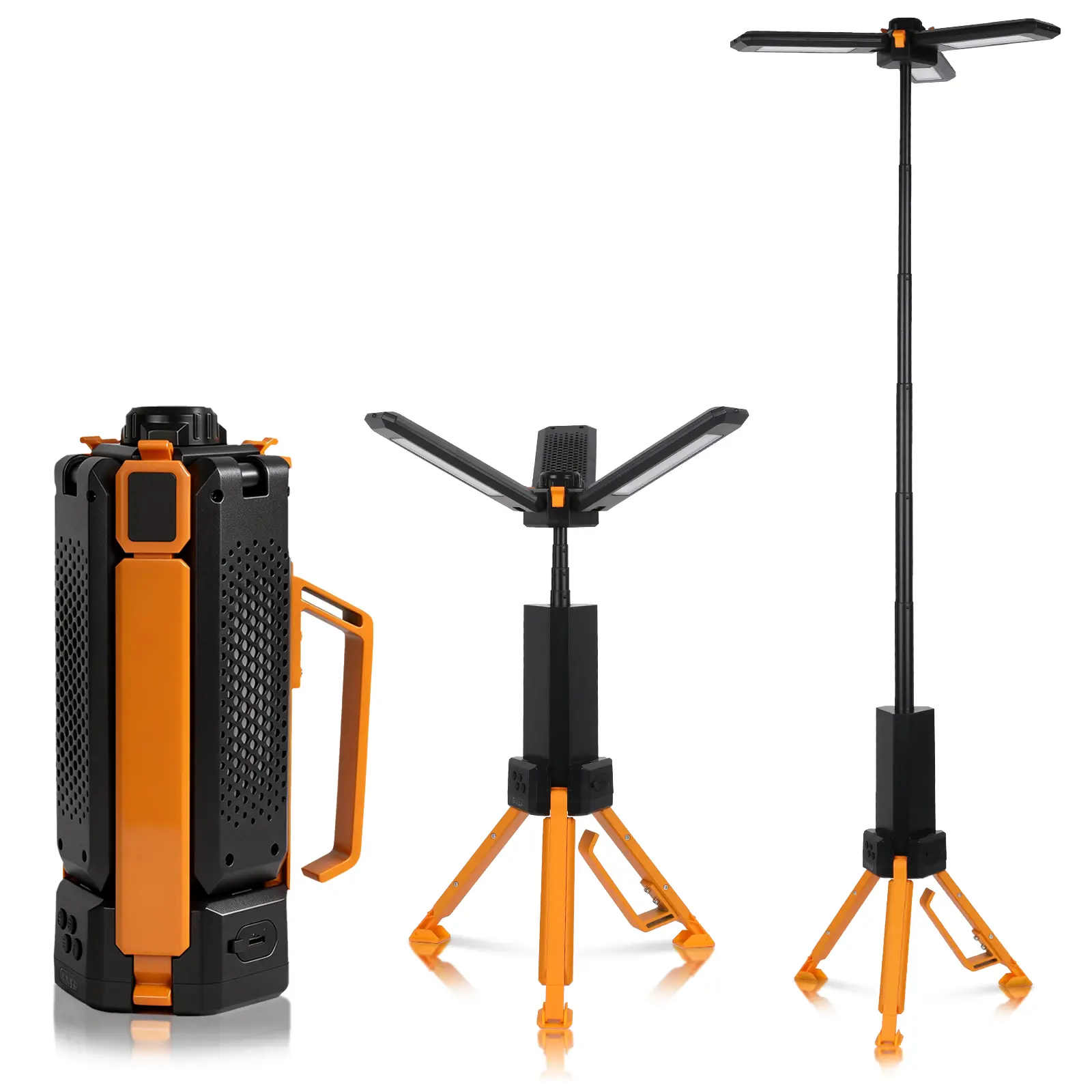 CuLiDing 15000mAh Rechargeable Portable LED Camping Post Light - Telescopic Height-Adjustable Dimmable Lantern, Reinforced Tripod Base, Power Bank, Flashlight, Outdoor Post Light for Camping, Hiking, Fishing, Portable Led Camping Post Lights