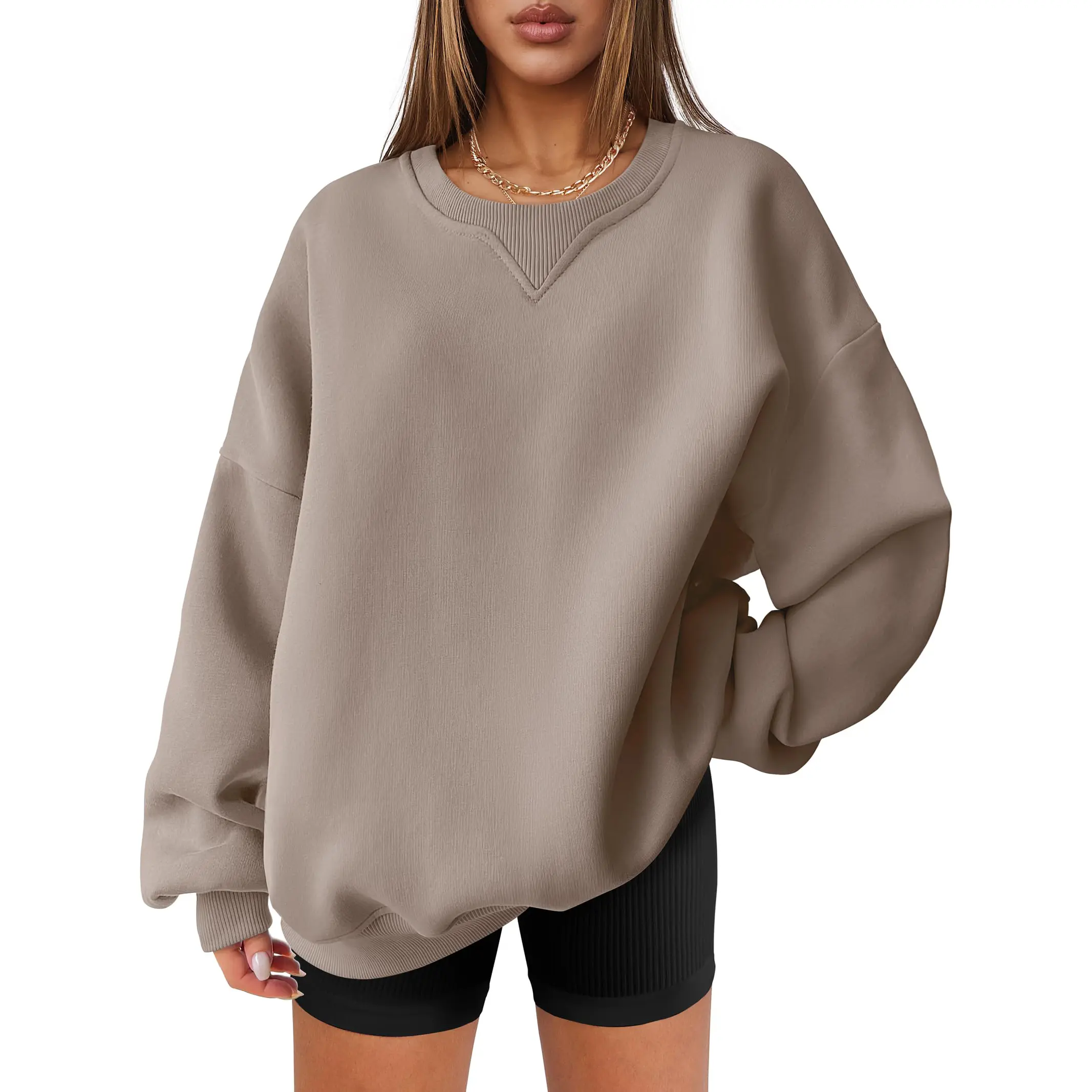 ANRABESS Womens Sweatshirts Oversized Fleece Crew Neck Pullover Hoodies Casual Comfy 2026 Fall Fashion Basic Sweatshirt
