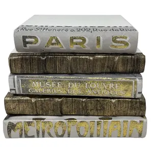 Decorative Paris Book Stack – Set of 5 Gilded Neutral Styling Books