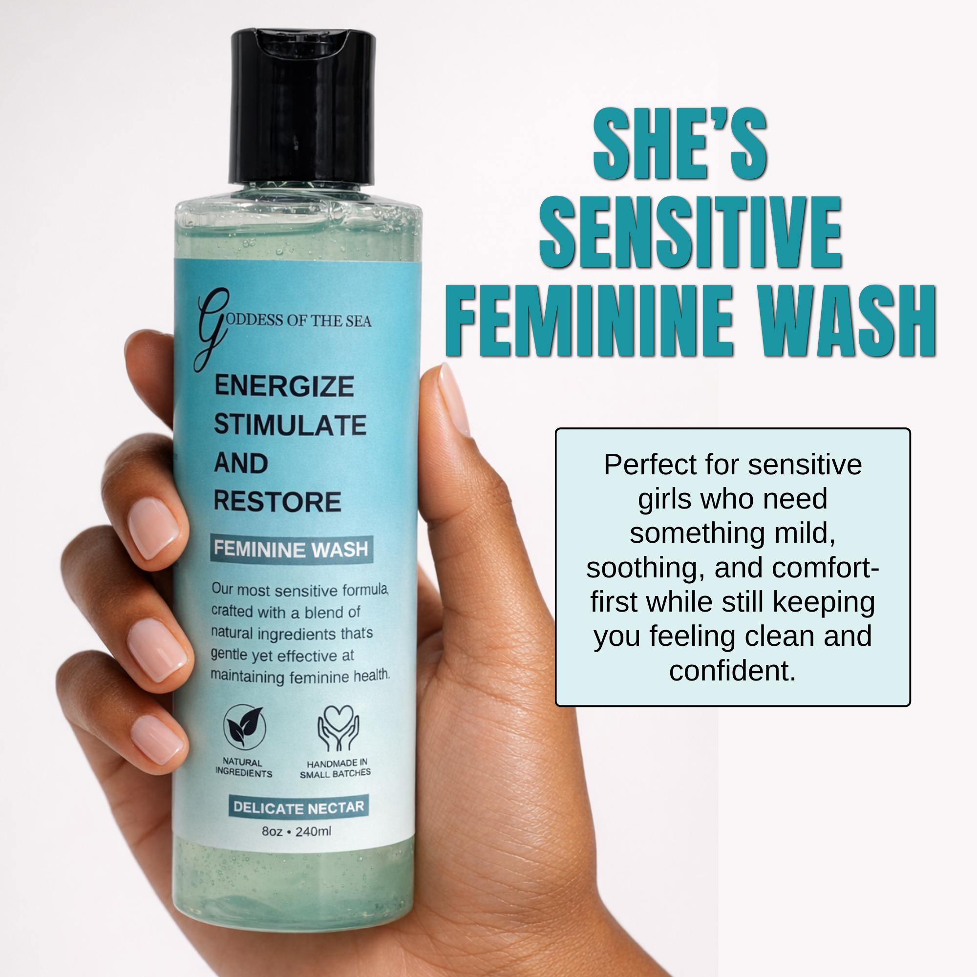 Delicate Nectar Feminine Wash for Women – Gentle, pH Balanced Yoni Cleanser with Natural Oils – Fragrance-Free, Moisturizing Intimate Wash for Odor Support & Sensitive Skin