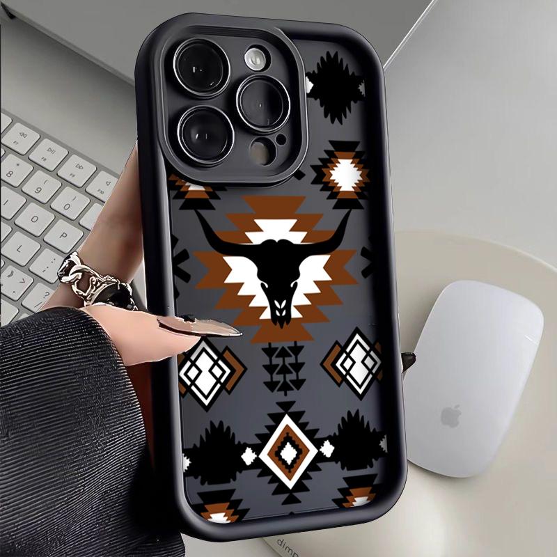 Western style long horn design Phone case for iPhone Samsung Galaxy cases 16Pro Max 16 14 13 12 11 XR XS Plus E S25 S24 S22 S23  Advanced fashion gift Full Body Protection Shockproof TPU Soft Silicone Cover