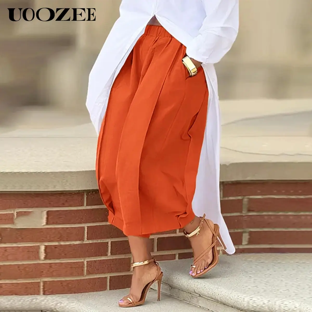 UOOZEE Women's 100% Cotton Basic Lady Capri Pants - Soft Comfortable Fabric, Mid Waist Elastic Waistband, Pockets, Summer Breathable Lantern Bottom, Women's Clothing Note (Waist Runs Large; Check Size Guide or Order 1 Size Down), Casual, Capri Pants Women