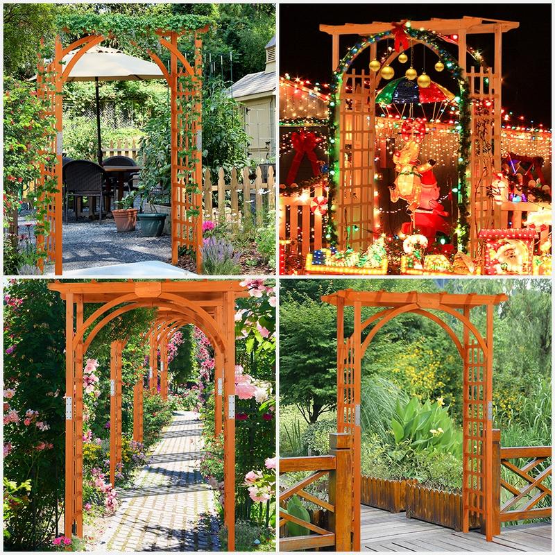 Yaheetech 85in Wooden Garden Trellis Horticulture Garden Arch Arbor for Climbing Planting Plant Stand in Garden Yard Outdoor, Brown