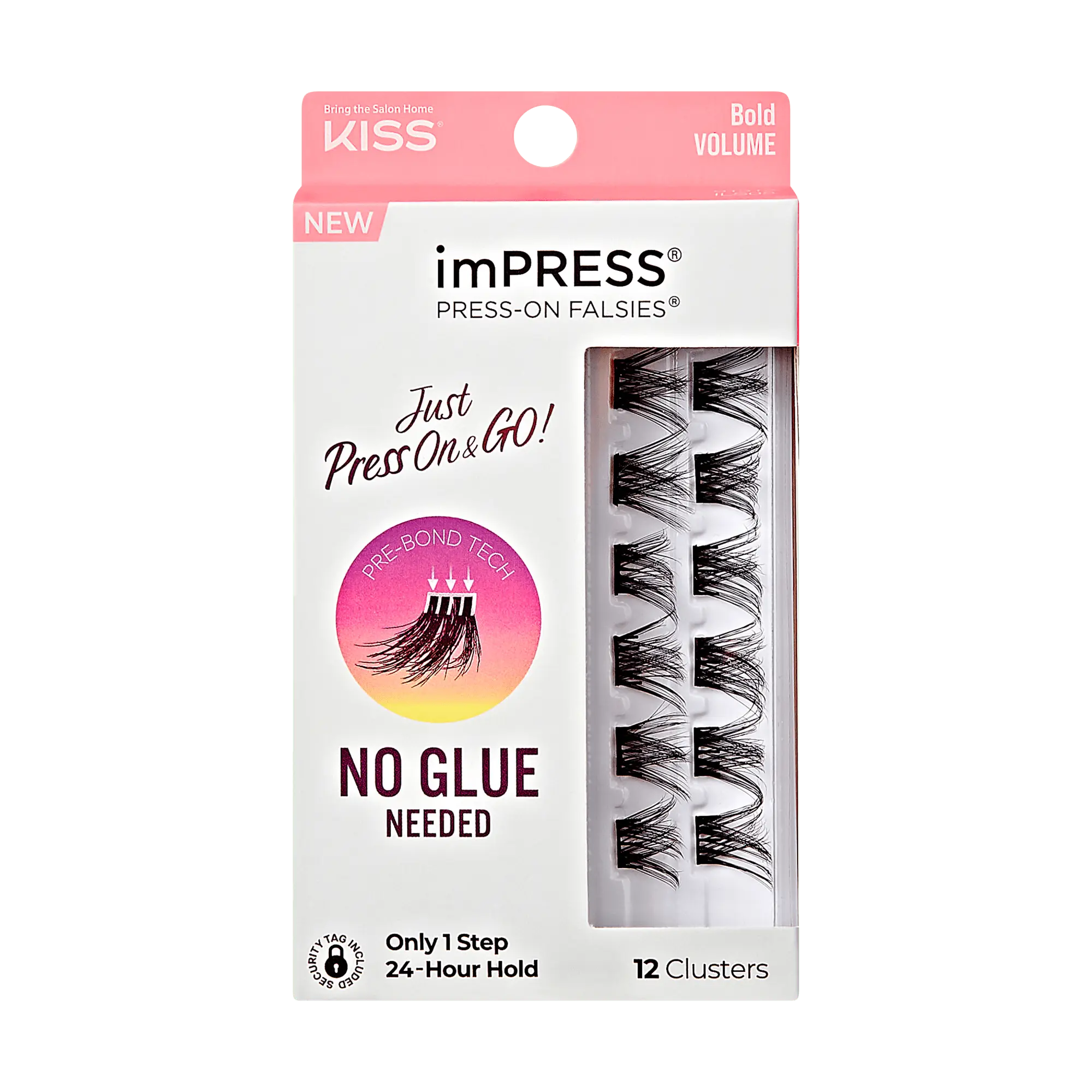 Impress Falsies Pre-Glued False Eyelashes Minipack - Bold | 12 Lash Clusters, 12mm-14mm