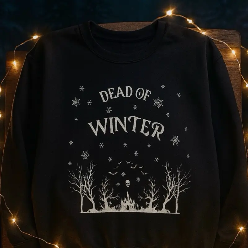 Unisex Dead of Winter Gothic Christmas Sweater | Gothmas Sweatshirt | Dark Christmas Pullover | Skull Snowflake Holiday Sweater
