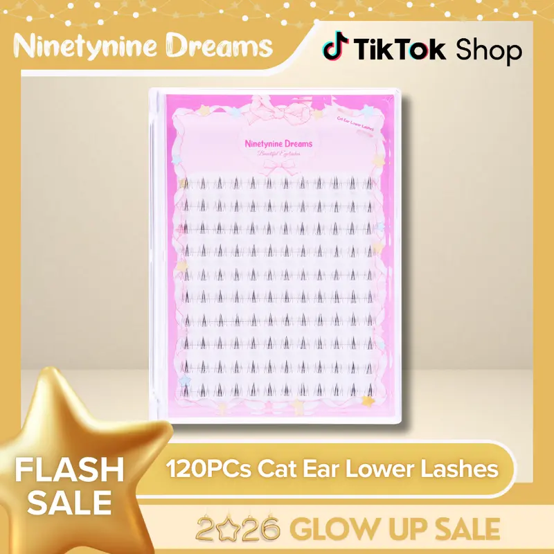 Ninetynine Dreams 120PCs Cat Ear Lower Lashes | C Curl Ultra-Thin Band Lightweight 6–7mm Soft Comfortable Spiky Anime Douyin Style Bottom Lashes — Beginner Friendly Makeup Essential DIY Bottom False Eyelashes