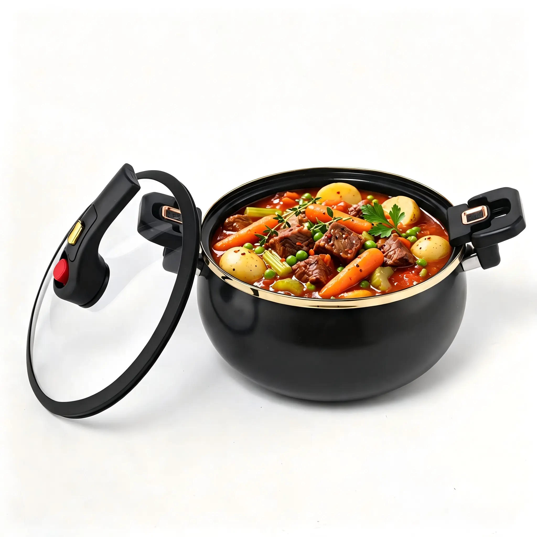 Micro Pressure Cooker, 7Qt Nonstick Cooking Pot Fast Cooking Kitchen Cookware with Press Safety Valve Glass Lid for Gas, Stovetop Pressure Cooker, Home Essentials Cookware