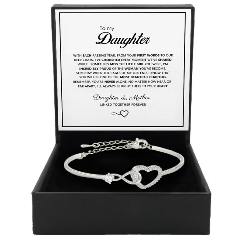 To My Daughter Forever Connected Bracelet – Infinity Heart Design, High-Quality Jewelry for Milestone Celebrations, Valentine’s Day Gift, Comes with a Gift Box