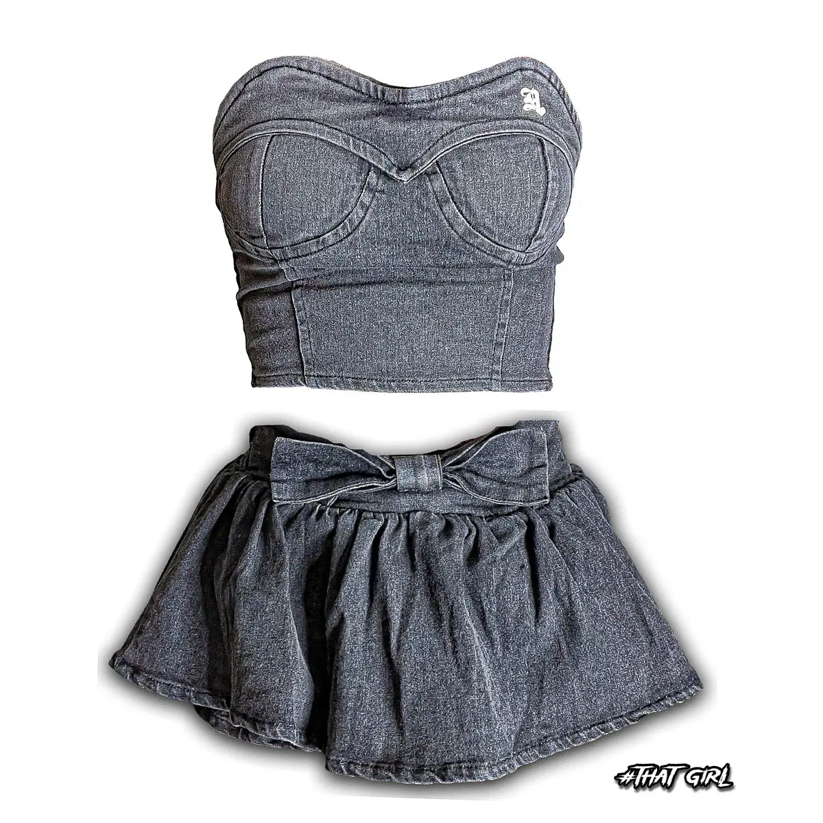 Charcoal Denim Skirt Set
