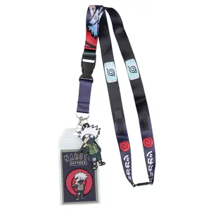 Naruto Shippuden Anime Kakashi Character ID Badge Holder Lanyard w/ Kakashi Rubber Pendant And Collectible Sticker