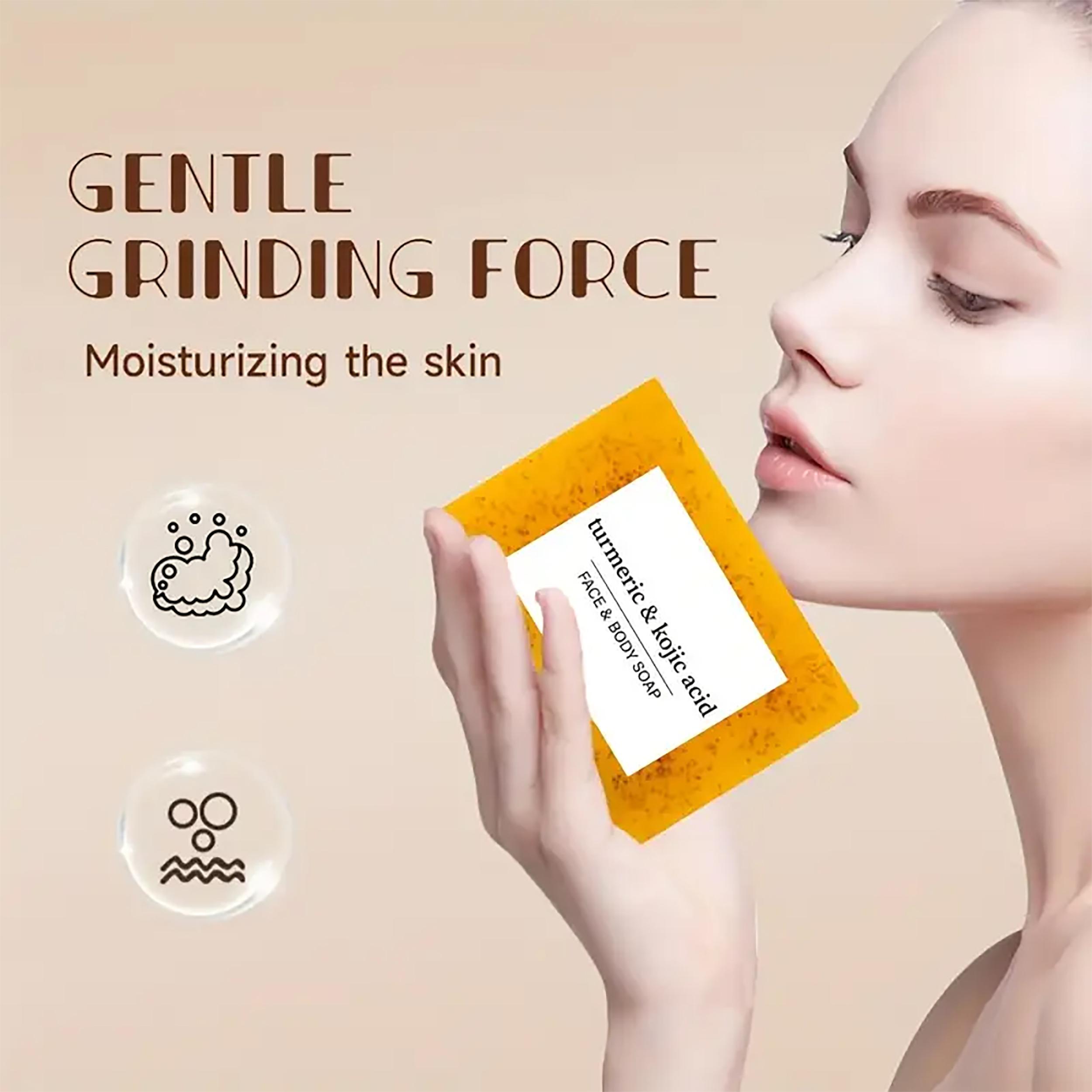 3PCSTurmeric & Kojic Soap 3PCSTurmeric Bar Soap for Natural Skin Care Gentle Cleansing and Moisturizing Brightening Soap