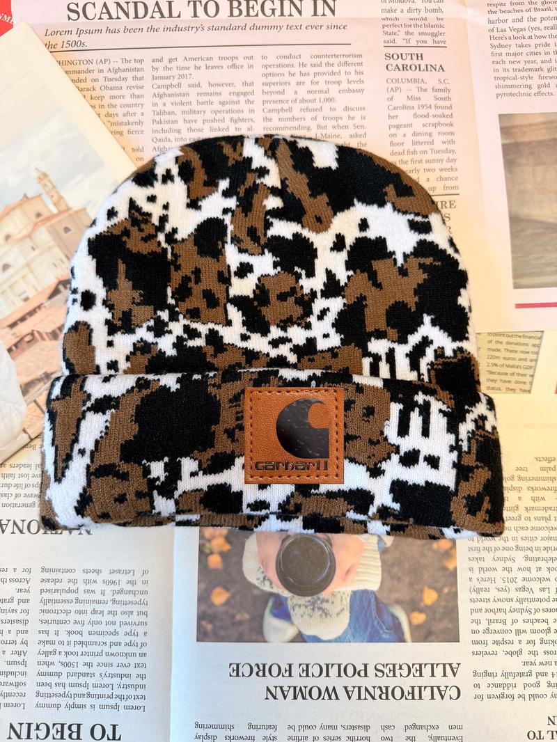 Classic Cow Print Beanie Perfect Blend of Comfort Warmth and Trendiness for Every Occasion
