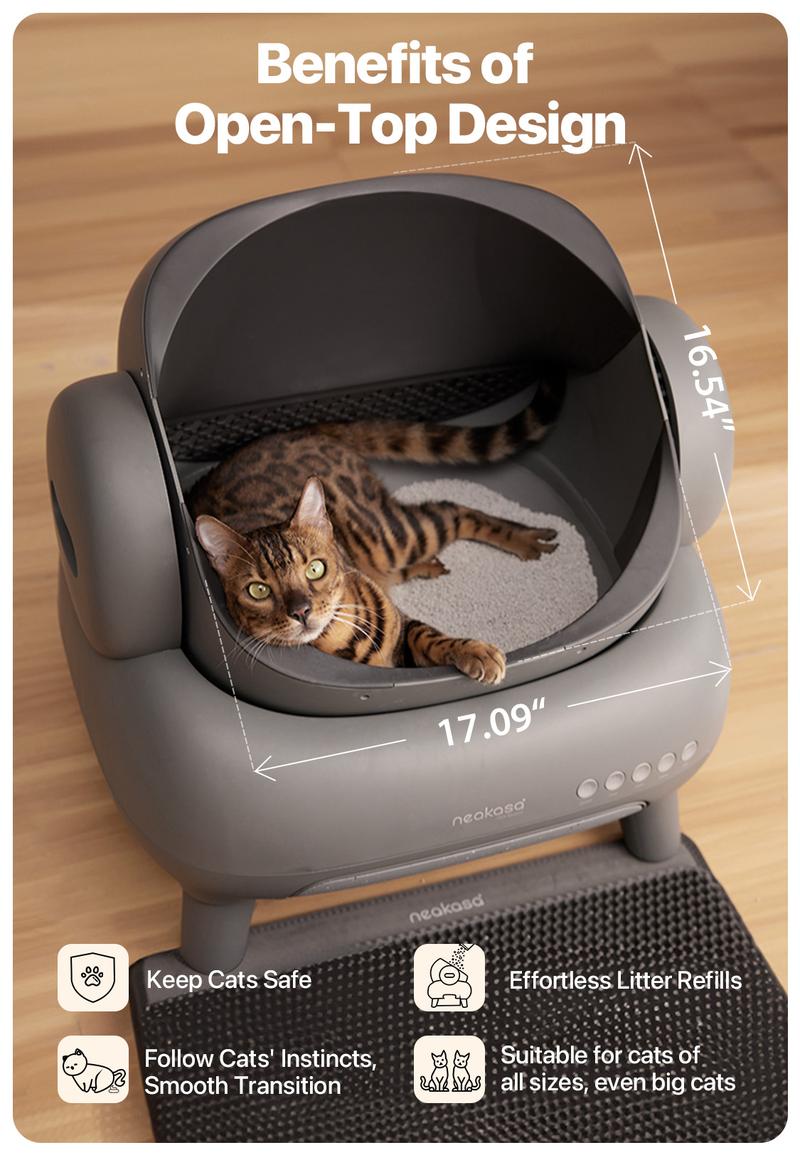 Neakasa M1 Open-top Self-cleaning Cat Litter Box with APP Control, Odor-Free Waste Disposal Includes Trash Bags, Great for cats up to 33 lbs