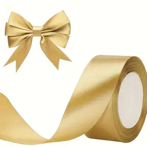 1-Piece Metallic Gold Ribbon – Smooth Satin Finish and Heat-Resistant for Scrapbooking, Bow Making, and Party Decor