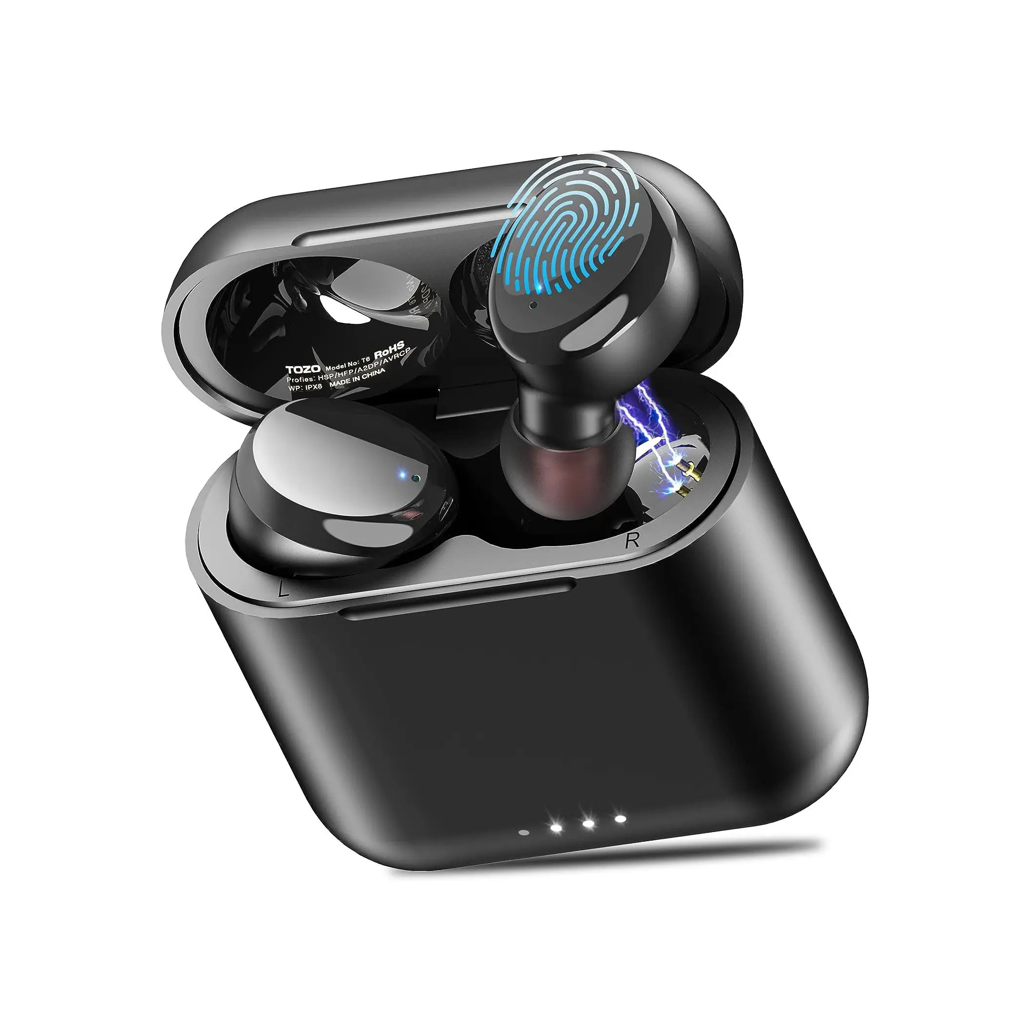TOZO T6 Ergonomic with APP Edition(2024) True Wireless Earphones, IPX8 Waterproof Bluetooth Earbuds, Lightweight Rechargeable In-Ear Headphones, Father's Day Gift (Black), Ergonomic With App Edition(2024) /Black
