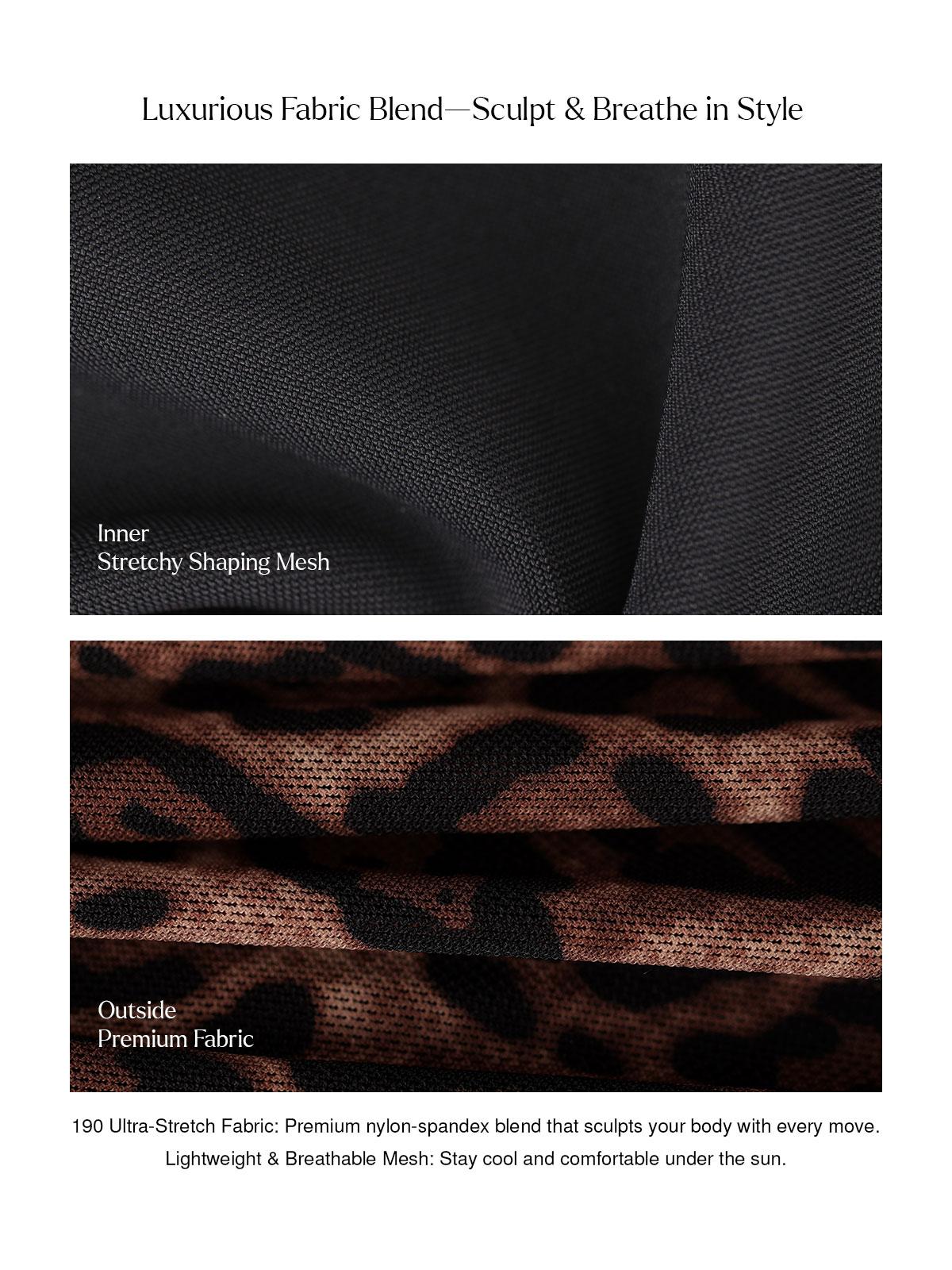 Popilush Shapewear Ruched Tummy Control Bikini Bra & Underwear Swimwear Beachwear Leopard Print Fashion Beach Outfits