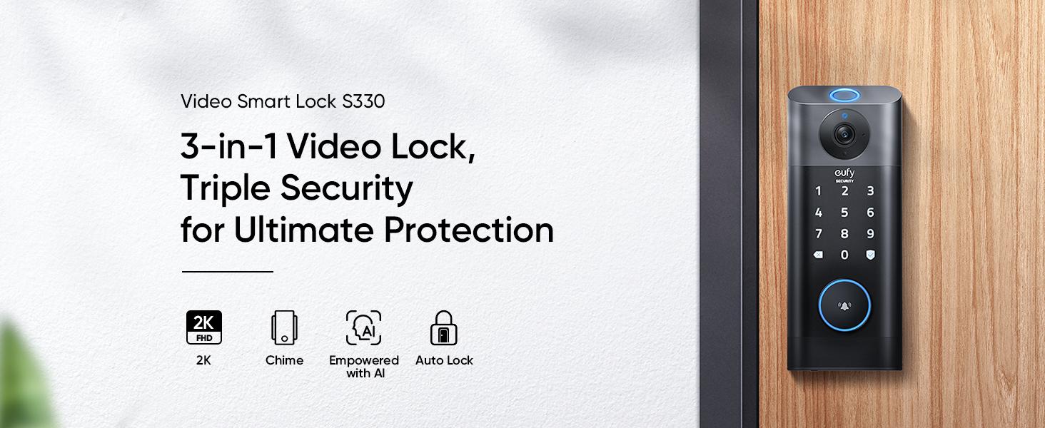 eufy Security Video Smart Lock S330, 3-in-1 Camera+Doorbell+Fingerprint Keyless Entry Door Lock, ,BHMA, WiFi Door Lock,App Remote Control,Doorbell Camera with Chime,No Monthly Fee,SD Card Required|Spingtok eufy Security Video Smart Lock S330, 3-in-1 Camera+Doorbell+Fingerprint Keyless Entry Door Lock, ,BHMA, WiFi Door Lock,App Remote Control,Doorbell Camera with Chime,No Monthly Fee,SD Card Required|Spingtok